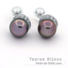 Orecchini in Argento e 2 Perle di Tahiti Semi-Barocche B 9.7 mm