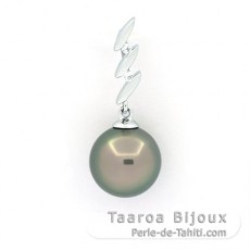 Ciondolo in Argento e 1 Perla di Tahiti Rotonda C 9.9 mm