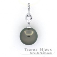 Ciondolo in Argento e 1 Perla di Tahiti Rotonda C 11.7 mm