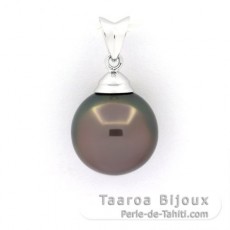 Ciondolo in Argento e 1 Perla di Tahiti Semi-Rotonda C 11.7 mm