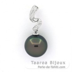 Ciondolo in Argento e 1 Perla di Tahiti Rotonda C 11.5 mm