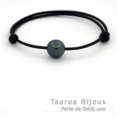 Braccialetto in Cuoio e 1 Perla di Tahiti Semi-Barocca B 10.7 mm