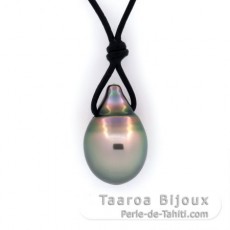 Collana in Cuoio di Canguro e 1 Perla di Tahiti Semi-Barocca B 11.6 mm