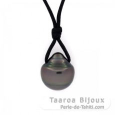 Collana in Cotone e 1 Perla di Tahiti Cerchiate C 11.8 mm