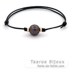 Braccialetto in Cuoio di Canguro e 1 Perla di Tahiti Semi-Barocca A 10.3 mm