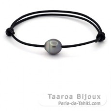 Braccialetto in Cuoio e 1 Perla di Tahiti Semi-Barocca C 10.8 mm