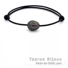 Braccialetto in Cuoio e 1 Perla di Tahiti Semi-Barocca B 11.3 mm