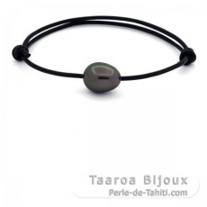 Braccialetto in Cuoio e 1 Perla di Tahiti Semi-Baroccha B 11.3 mm