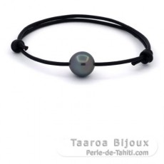 Braccialetto in Cuoio e 1 Perla di Tahiti Semi-Barocca C 11.4 mm