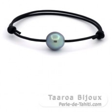 Braccialetto in Cuoio e 1 Perla di Tahiti Semi-Barocca C 12.6 mm