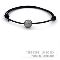 Braccialetto in Cuoio e 1 Perla di Tahiti Semi-Barocca A 10.3 mm