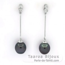 Orecchini in Argento e 2 Perle di Tahiti Semi-Barroca B/C 8 mm