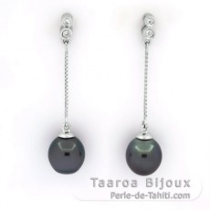 Orecchini in Argento e 2 Perle di Tahiti Semi-Barocche B/C 8 mm