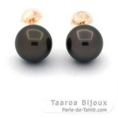 Orecchini in Oro 18K e 2 Perle di Tahiti 1 Rotonda & 1 Semi-Rotonda B/C 8.8 mm