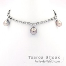 Braccialetto in Argento e 5 Keishi di Tahiti da 6 a 7.8 mm