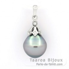 Ciondolo in Argento e 1 Perla de Tahiti Cerchiate C 10.5 mm