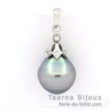 Ciondolo in Argento e 1 Perla de Tahiti Cerchiata C 10.5 mm