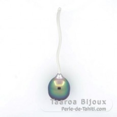 Ciondolo in Argento e 1 Perla de Tahiti Cerchiate B+ 9.4 mm