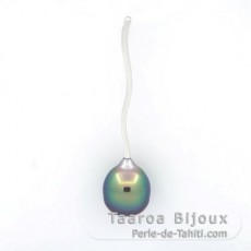 Ciondolo in Argento e 1 Perla de Tahiti Cerchiata B+ 9.4 mm