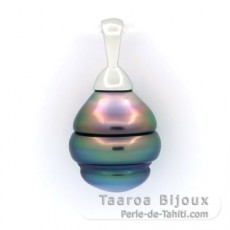 Ciondolo in Argento e 1 Perla de Tahiti Cerchiate B+ 10.6 mm
