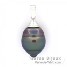 Ciondolo in Argento e 1 Perla de Tahiti Cerchiate C 12.7 mm