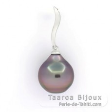 Ciondolo in Argento e 1 Perla de Tahiti Cerchiata C 11.3 mm