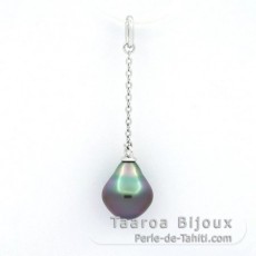 Ciondolo in Argento e 1 Perla di Tahiti Semi-Barocca B 8.9 mm