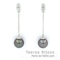 Orecchini in Argento e 2 Perle di Tahiti Rotonde C 7.9 mm