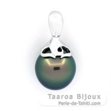 Ciondolo in Argento e 1 Perla di Tahiti Semi-Barocca B/C 11.5 mm