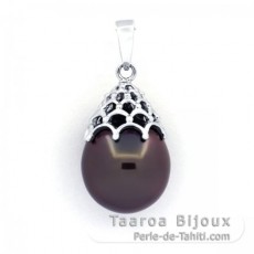 Ciondolo in Argento e 1 Perla di Tahiti Semi-Barocca B 11.7 mm