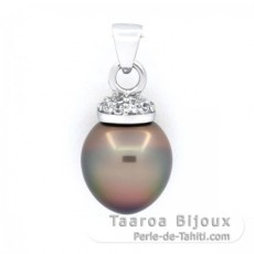 Ciondolo in Argento e 1 Perla di Tahiti Semi-Baroccha B/C 10.8 mm