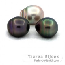 Lotto di 3 Perle di Tahiti Cerchiate C di 12.6 a 12.8 mm