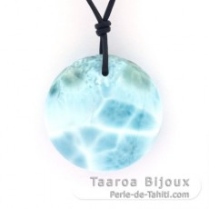 Collana in Cuoio e 1 Larimar - Diametro = 26.4 mm - 13.7 gr