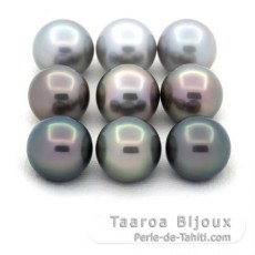 Lotto di 9 Perle di Tahiti Rotonde C di 11.5 a 11.9 mm