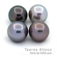 Lotto di 4 Perle di Tahiti Rotonda C di 11.1 a 11.3 mm