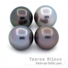 Lotto di 4 Perle di Tahiti Rotonde C di 11.1 a 11.3 mm