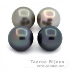 Lotto di 4 Perle di Tahiti Rotonda C di 10.6 a 10.9 mm