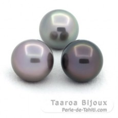 Lotto di 3 Perle di Tahiti Rotonda C de 11.5 mm