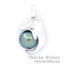 Ciondolo in Argento e 1 Perla di Tahiti Semi-Rotonda C 9.4 mm