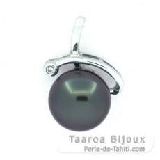 Ciondolo in Argento e 1 Perla di Tahiti Semi-Barocca B 10 mm