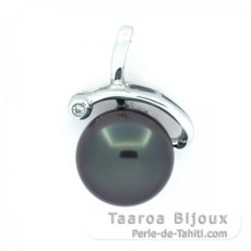 Ciondolo in Argento e 1 Perla di Tahiti Semi-Baroccha B 10 mm