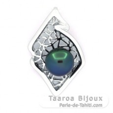 Ciondolo in Argento e 1 Perla di Tahiti Semi-Barocca A 9.9 mm