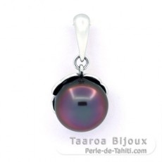 Ciondolo in Argento e 1 Perla di Tahiti Semi-Baroccha B/C 10.7 mm