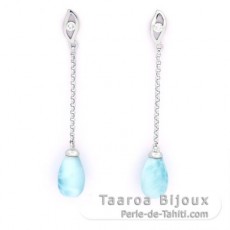 Orecchini in Argento e 2 Larimar - 9.5 x 6.2 mm - 1.2 gr