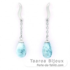 Orecchini in Argento e 2 Larimar - 9.9 x 6.2 mm - 1.2 gr
