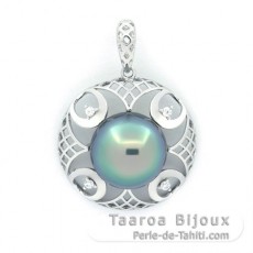 Ciondolo in Argento e 1 Perla di Tahiti Semi-Barocca C 11.8 mm