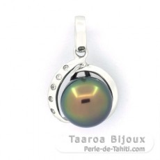 Ciondolo in Argento e 1 Perla di Tahiti Semi-Barocca B 9.5 mm