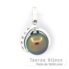 Ciondolo in Argento e 1 Perla di Tahiti Semi-Baroccha B 9.5 mm