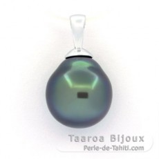 Ciondolo in Oro bianco 18K e 1 Perla di Tahiti Semi-Barocca B 9.9 mm