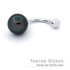 Piercing in Argento e 1 Perla di Tahiti Semi-Baroccha A 9 mm